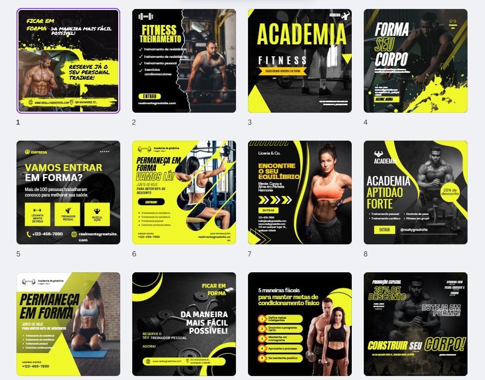 pack academia 1 (1) FEED - Academia | Personal Trainer Kit 1 - Imagem 1